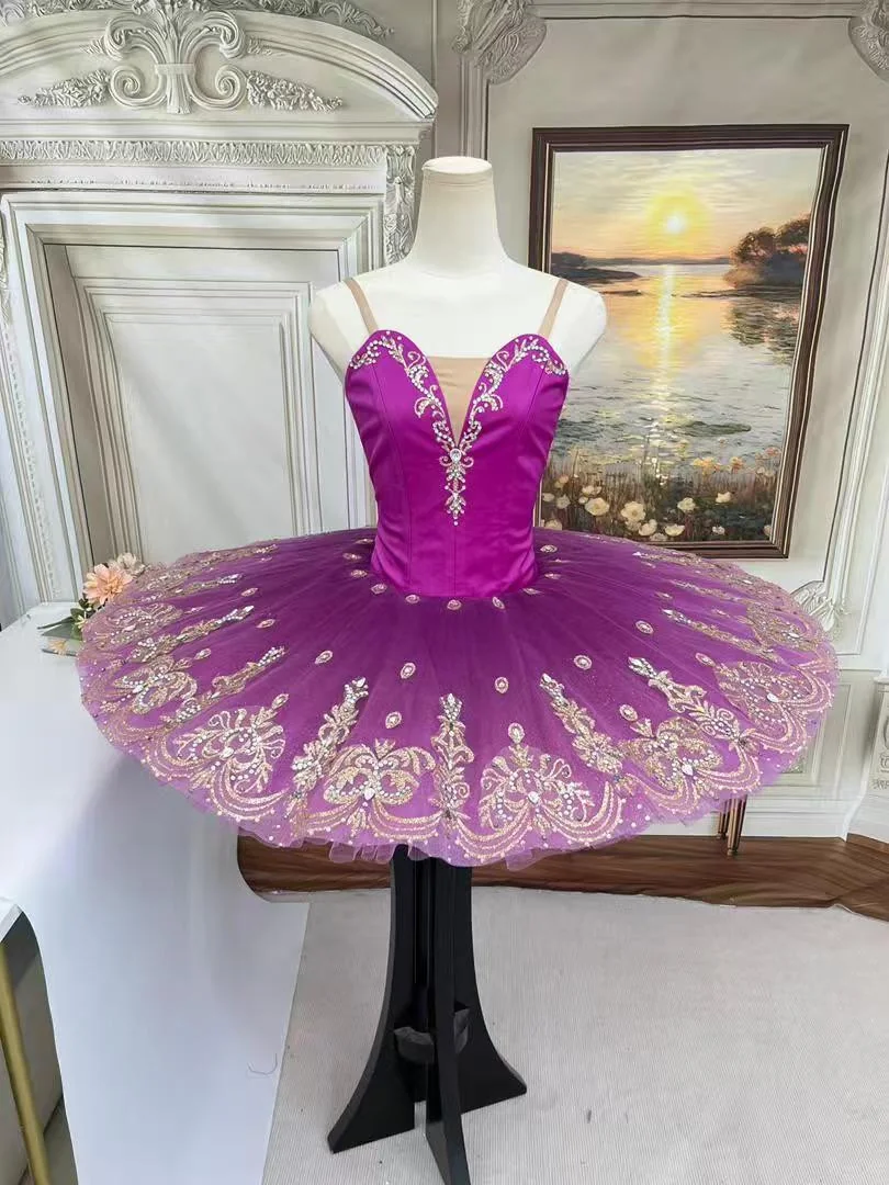 Magenta classical tutu with ornate gold decoration